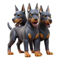 vibrant abstract Cerberus, three-headed dog of Hades high resolution png