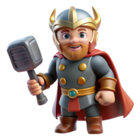 serene contemporary Thor, Norse god of thunder, with Mjolnir exclusive png