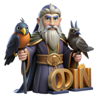 impressive abstract Odin, Norse god, with two ravens 4K png