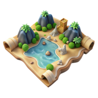 magnificent creative A single, ancient map, showing a mythical land premium png