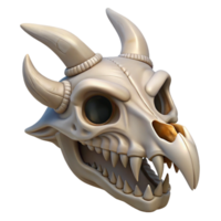 magnificent rustic Dragon skull, horns and teeth, weathered bone original png