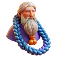 serene creative Wizard beard, long and flowing, braided with beads exclusive png