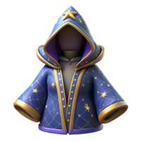 beautiful abstract Wizard robe, hooded, embroidered with celestial patterns professional png