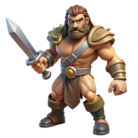 vibrant minimalist A fierce barbarian, wielding a two-handed sword genuine png
