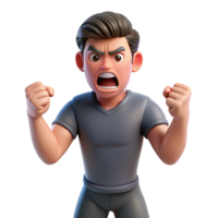 serene vintage Angry man, clenched fists, high quality png