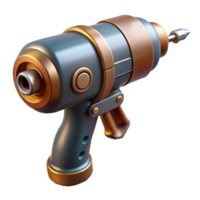 extraordinary modern Steampunk drill tool, isolated object 4K png