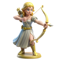 vibrant rustic Artemis, goddess of the hunt, with bow and arrow, authentic png