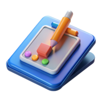 dramatic minimalist Tablet with drawing app open, detailed png