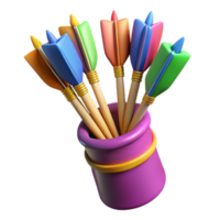 elegant creative A quiver full of arrows, fletched with vibrant feathers authentic png