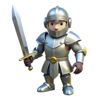 serene classic A knight in shining armor, holding a sword high resolution png