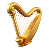 stunning modern A golden harp, with strings shimmering professional png