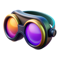 serene creative Futuristic goggles, night vision capabilities implied through lens color 4K png