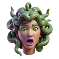elegant minimalist A realistic rendering of a medusa head with snakes, high resolution png