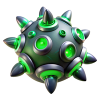 extraordinary vintage Advanced alien weapon with bioluminescent green details and strange, organic shapes high resolution png