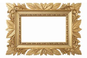 Intricate Golden Leaf Framed Artwork Display with Transparent Background for Elegant Presentations png