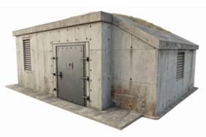 Concrete Bunker with Grass Roof Detailed Exterior View for Architectural Design and 3D Modeling png