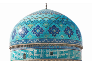 deslumbrante azul mosaico cúpula arquitetura com intrincado padrões e texturas para cultural Projeto png