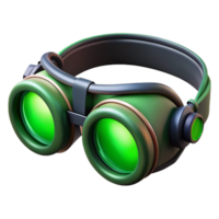 elegant rustic Cyberpunk goggles with glowing green lenses and adjustable straps original png