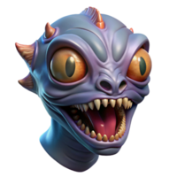 elegant abstract Alien creature head with multiple eyes and sharp teeth premium png
