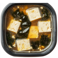 Savory Tofu Soup with Seaweed and Soft Tofu Cubes in a Clear Broth png