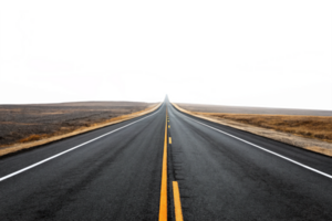 Open Straight Road Landscape with Clear Horizon and Vast Wilderness Background png
