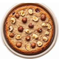 Delicious Nut Topped Cookie Cake Freshly Baked Golden Brown with Crunchy Hazelnuts and Walnuts png
