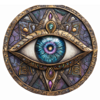 Mystical Eye Symbol with Intricate Design and Colorful Jewels on Transparent Background png