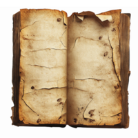 Vintage Open Book with Aged Pages and Weathered Texture for Background Design png