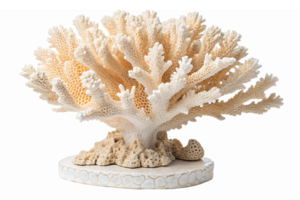 Realistic Coral Reef Structure in Natural Cream Color on Transparent Background png