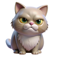 serene traditional A grumpy persian cat with flattened ears high resolution png