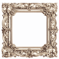 Ornate Vintage Picture Frame with Intricate Carvings and Colorful Background for Art Display png