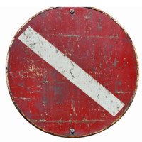 Weathered No Entry Traffic Sign with Distressed Red Background for Urban Design Elements png