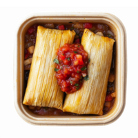 Delicious Tamales with Salsa in a Bowl for Authentic Mexican Cuisine png