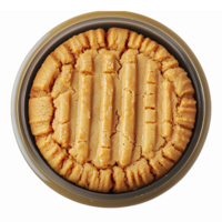Delicious Peanut Butter Cookie in Round Tin Container with Crisscross Pattern png