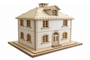 Detailed Wooden Model House 3D Design for Architecture and Home Decor Projects png