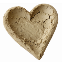 Heart Shaped Clay Dish with Cracked Texture for Rustic Decor and Handmade Gifts png