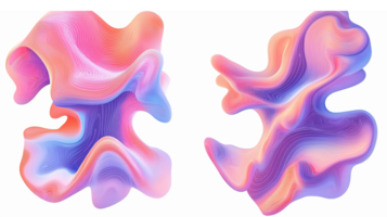 Colorful Abstract Fluid Shapes with Smooth Curves and Waves for Backgrounds and Designs png