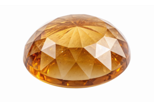 Faceted Golden Amber Gemstone with Brilliant Cut and Transparent Background for Jewelry Design png