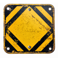 Grungy Yellow and Black Warning Sign with Diamond Shape for Safety Caution and Alerts png