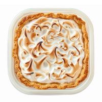 Delicious Lemon Meringue Pie with Golden Brown Topping and Flaky Crust on Transparent Background png