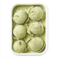 Mint Green Ice Cream Scoops in White Container with Smooth Creamy Texture for Dessert Delights png
