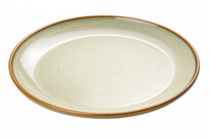 Elegant Round Ceramic Plate with Subtle Glaze and Natural Edge for Table Settings and Decor png