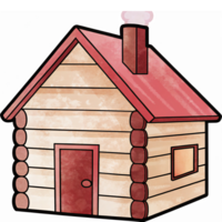 Charming Rustic Log Cabin with Smoke Rising from Chimney Warm and Inviting Design png