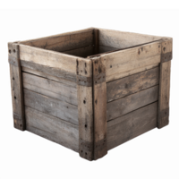 Rustic Wooden Crate for Storage and Decoration with Transparent Background png