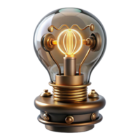beautiful creative Steampunk lightbulb with intricate filaments and a brass base detailed png