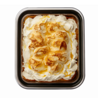 Delicious Creamy Vanilla Cake with Toppings and Whipped Cream on Transparent Background png