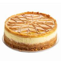 Delicious Creamy Cheesecake With Caramel Drizzle And Golden Crust Isolated On Transparent Background png