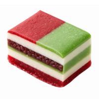 Colorful Layered Italian Dessert with Red Green and White Stripes Soft Texture and Sweet Filling png
