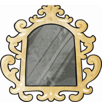 Elegant Ornate Vintage Mirror Frame with Reflective Surface Classic Decorative Design png