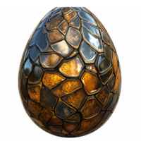 Intricate Metallic Layered Egg Design with Shiny Textures and Glossy Finish png